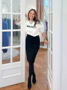 Fusta Alexa cu slit dublu neagra