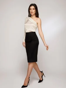 Fusta Alexa cu slit dublu neagra