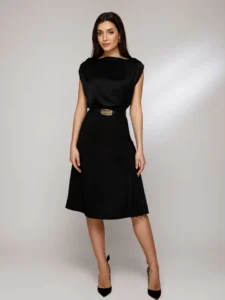 Fusta Melanie cu insertie de clin plisat 580,00 lei